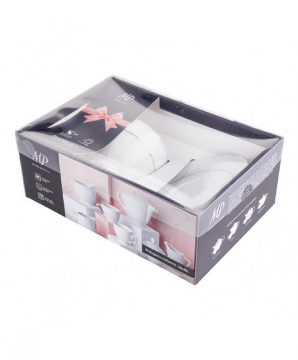 MARIAPAULA KLASYKA SNOW FILIŻANKA CAPPUCCINO 350ML I SPODEK 17CM  GIFT BOX (L03)