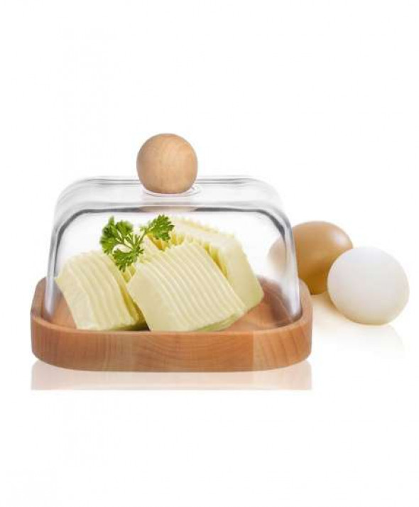 Maselnica drewniana ze szklaną pokrywą