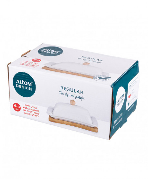 Maselniczka / maselnica / pojemnik na masło na bambusowej podstawie porcelana Regular