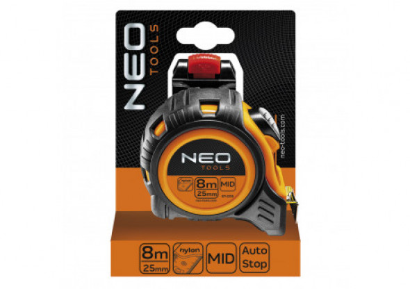 Miara zwijana stalowa 8 m x 25 mm, autostop, zaczep