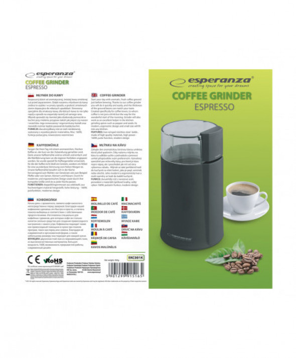 Młynek do kawy Esperanza Espresso EKC001K (160W  udarowy  kolor czarny)