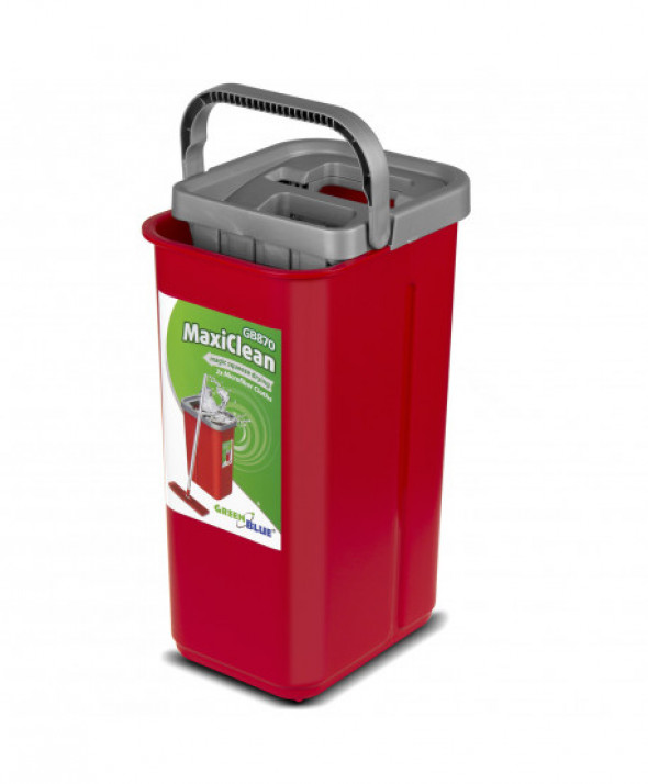 Mop płaski z wiadrem i wyciskaczem GreenBlue, dwa wkłady microfibra HQ, pojemność 5,7L, MaxiClean GB870