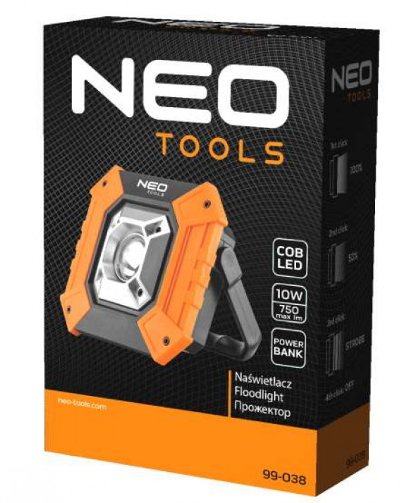 Naświetlacz bateryjny COB 750 lm