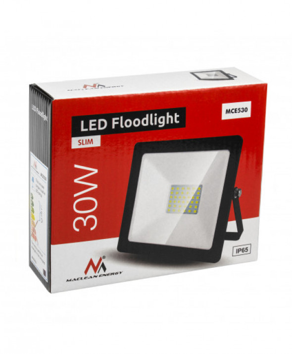 Naświetlacz LED slim 30W, 2400lm Neutral White (4000K) Maclean Energy  MCE530 NW, IP65, PREMIUM