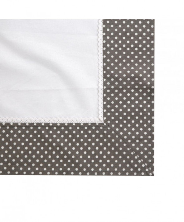 OBRUS 80X80 CM BIAŁY, OBSZYCIE KROPKI N/N BZ