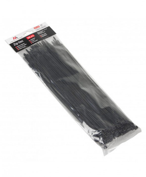 Opaski zaciskowe (100 sztuk) Maclean MCTV-465 B - czarne, 4.8x300mm, odporna na UV, temp. użytkowania - 40 +85 st. C.