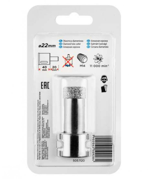 Otwornica diamentowa 22 mm x M14