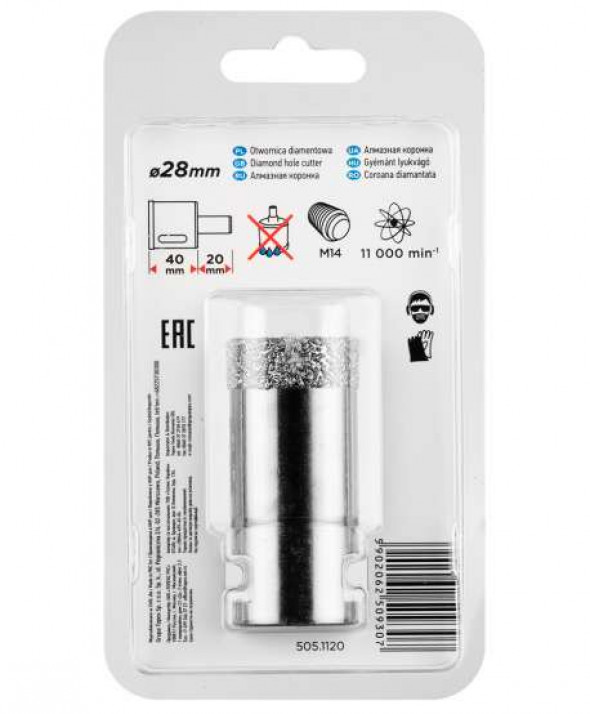 Otwornica diamentowa 28 mm x M14