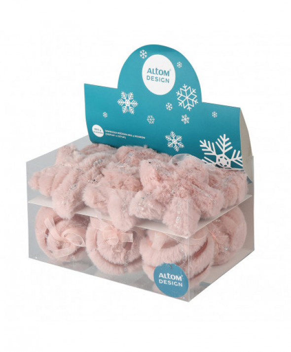 Ozdoba choinkowa / dekoracja na zawieszka pluszowa różowa (mix wzorów)