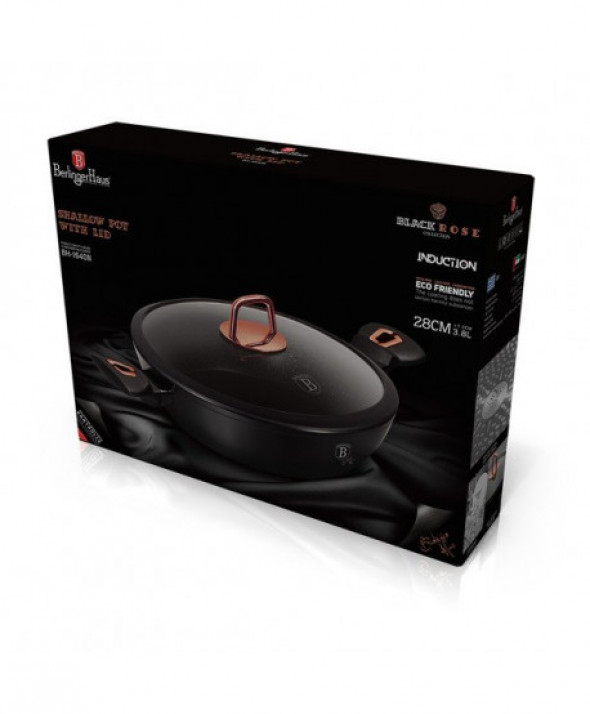 Patelnia głęboka z pokrywką 28 cm BERLINGER HAUS BH/1640N Black Rose Collection