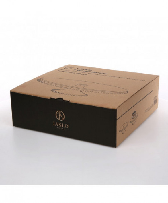 Patera na ciasto i tort na nóżce szklana Huta Jasło 32 cm