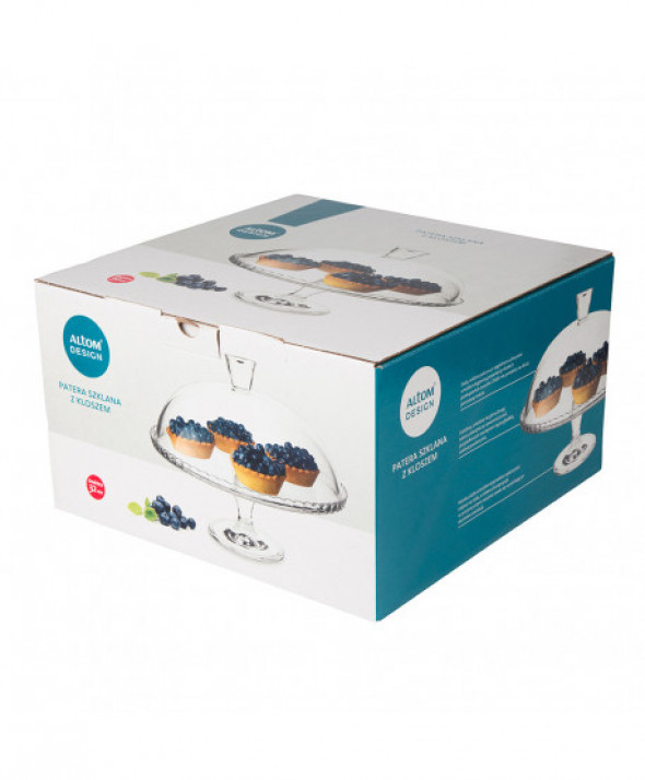 Patera / talerz na ciasto i tort z kloszem na nóżce szklany 32 cm