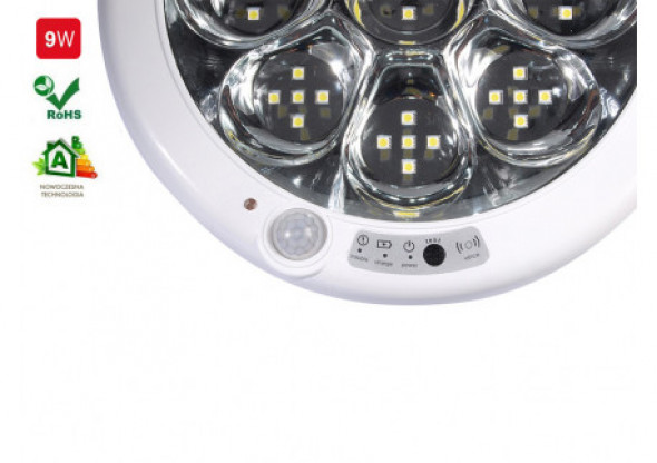 Plafon sufitowy z czujnikiem pir Led4U LED9000IRACU-WW 9W ciepły biały 3000K-3500K awaryjne oświetlenie ok 1h