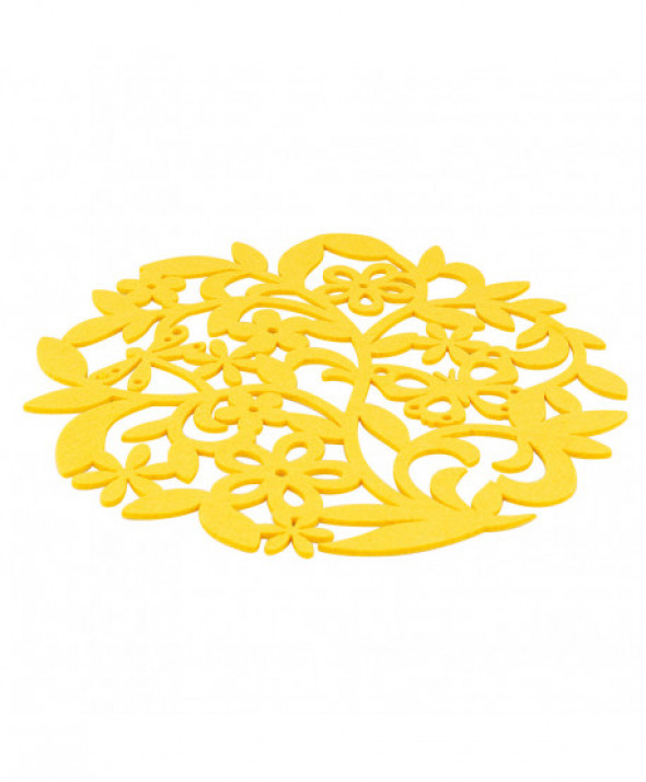 Podkładka / mata na stół filcowa Łąka 30 cm żółta