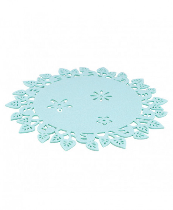 Podkładka / mata na stół filcowa Liście 30 cm błękitna