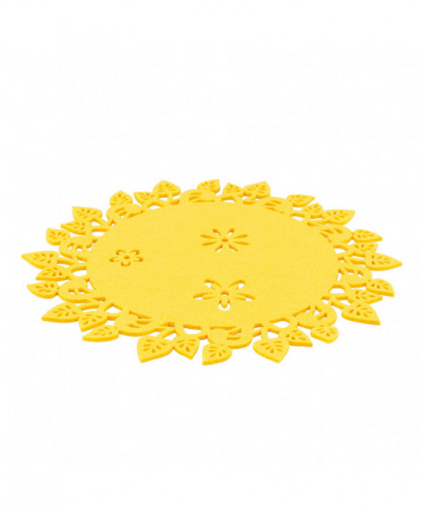 Podkładka / mata na stół filcowa Liście 30 cm żółta