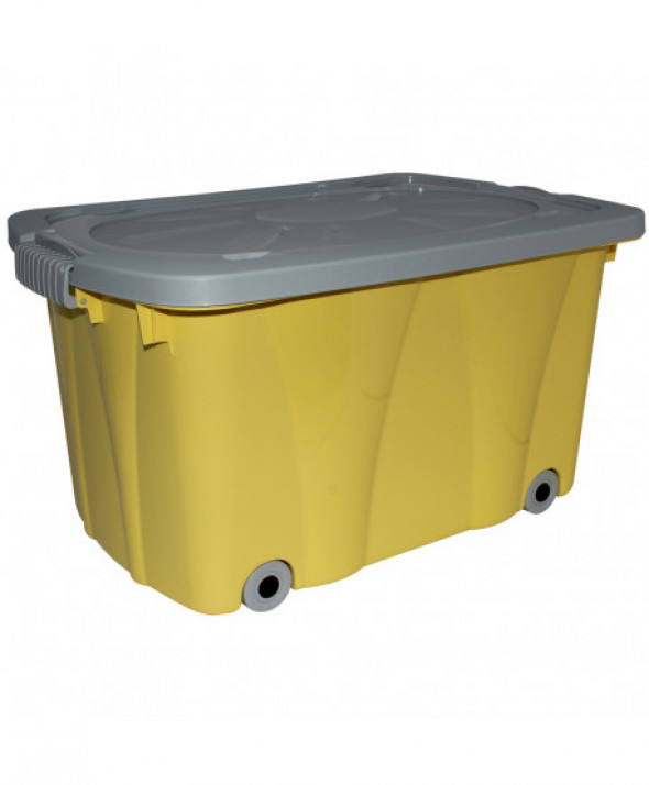 Pojemnik do przechowywania / na zabawki z pokrywą na kółkach plastikowy Artgos Kliper żółty