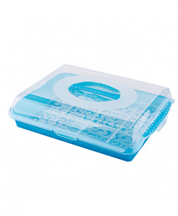 POJEMNIK NA CIASTO PARTY-BUTLER 45x35x11CM NIEBIESKI PASTEL (10677)