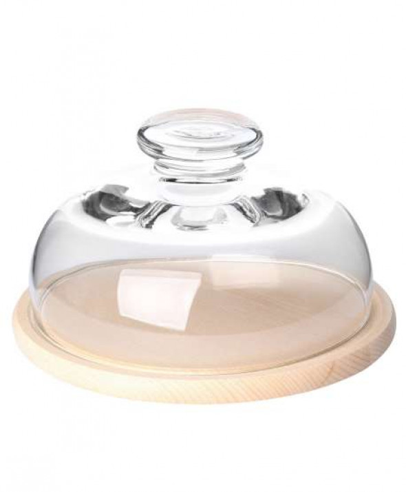 POJEMNIK NA SER Z DREWNIANYM SPODEM ŚR.22CM (09-050/2)