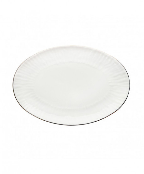 Półmisek porcelanowy MariaPaula Natura Złota Linia biały 22 cm