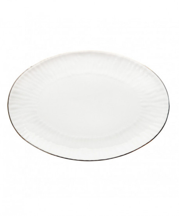 Półmisek porcelanowy MariaPaula Natura Złota Linia biały 33 cm