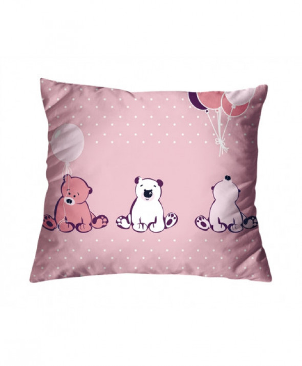 Poszewka Satynowa Greno Dziecięca Sweet Bear Róż 50x50