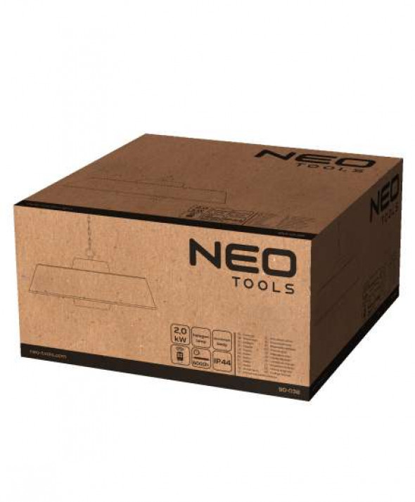 Promiennik sufitowy 2000W, aluminiowy, z pilotem, włącznik, element grzejny halogen lamp