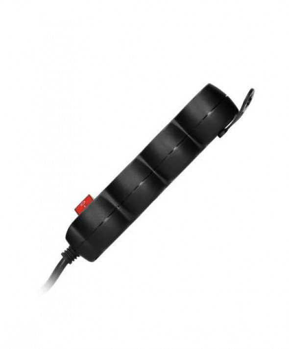 Przedłużacz 3-krotny 2P+Z, z wyłącznikiem, 3m H05VV-F 3x1,0mm?, Imax 10A, płaska wtyczka, czarny