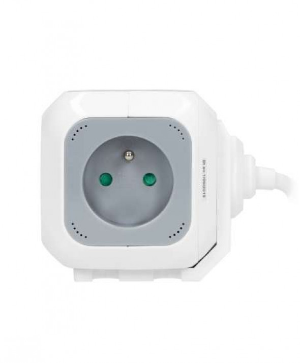 Przedłużacz 4 krotny 2P+Z, ładowarka 2xUSB, 1,4m H05VV-F 3x1mm?, szaro-biały