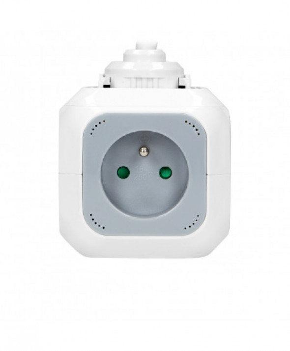 Przedłużacz 4 krotny 2P+Z, ładowarka 2xUSB, 1,4m H05VV-F 3x1mm², szaro-biały