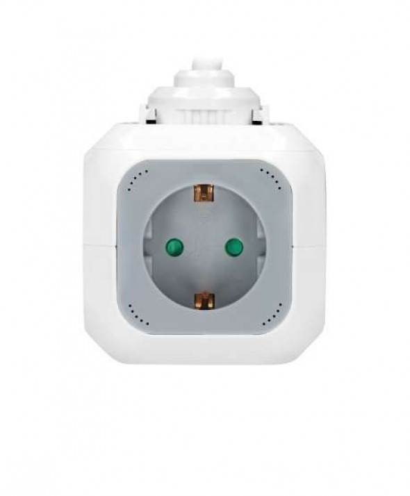 Przedłużacz 4 krotny 2P+Z (schuko), ładowarka 2xUSB, 1,4m H05VV-F 3x1,5mm?, szaro-biały