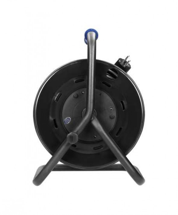 Przedłużacz bębnowy, 4 gniazda 2P+Z, kabel PVC H05VV-F 3x1,5mm?, długość 25m, STAŁE GNIAZDA, termik, przesłony torów prądowych.