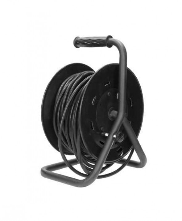 Przedłużacz bębnowy, 4 gniazda 2P+Z (schuko), kabel PVC H05VV-F 3x1,5mm?, długość - 25m, STAŁE GNIAZDA, termik, przesłony torów