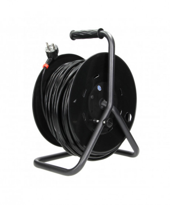 Przedłużacz bębnowy, 4 gniazda 2P+Z (schuko), kabel PVC H05VV-F 3x1,5mm?, długość - 50m, STAŁE GNIAZDA, termik, przesłony torów