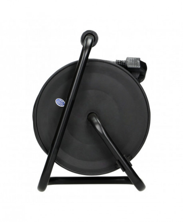 Przedłużacz bębnowy MINI, 4 gniazda 2P+Z (schuko), metalowy stojak, polwinit H05VV-F 3x1mm² - 15m