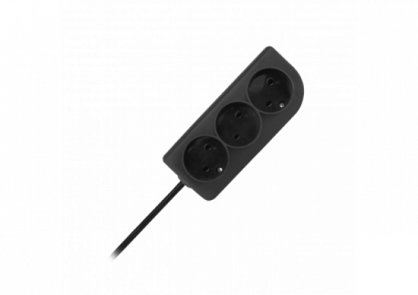 Przedłużacz bez uziemienia  2x1mm 3 gniazda 5m czarny PSN-35-2