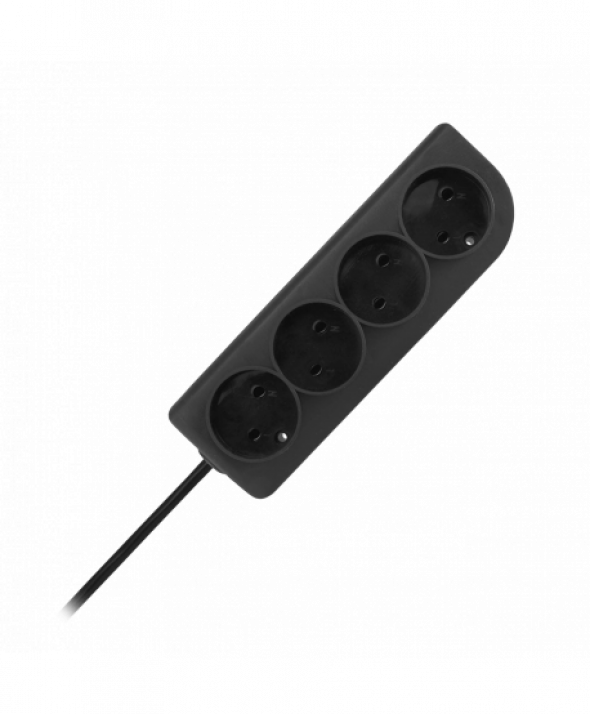 Przedłużacz bez uziemienia  2x1mm 4 gniazda 5m czarny PSN-45-2