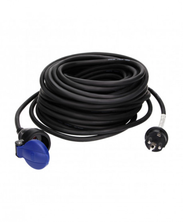 Przedłużacz warsztatowy bryzgoszczelny IP44, 1x2P+Z 20m,kabel gumowy olejoodporny H07RN-F 3x1,5mm?, 230VAC/16A