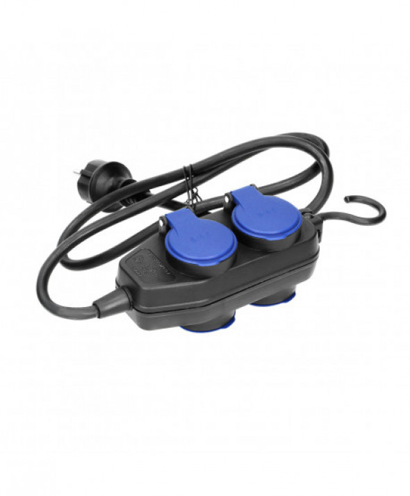 Przedłużacz warsztatowy bryzgoszczelny IP44, 4 gniazda (2+2) 2P+Z, IP44, przewód gumowy, H05RR-F 3x1,5, długość 5m