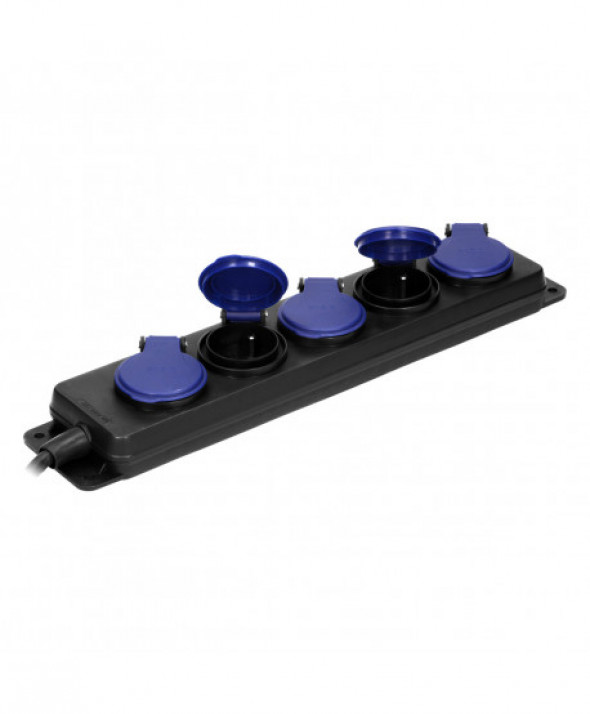 Przedłużacz warsztatowy bryzgoszczelny IP44, 5 gniazd 2P+Z IP44, przewód gumowy, H05RR-F 3x1,5mm?, długość 3m