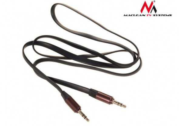 Przewód  jack 3.5mm, płaski 1m, metalowy wtyk, black  Maclean MCTV-694 B