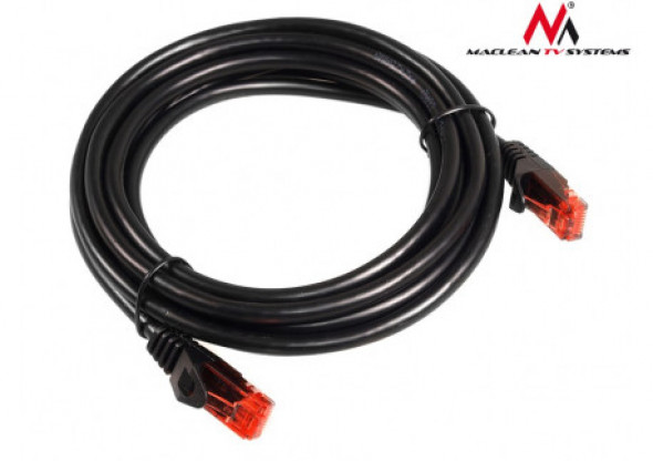 Przewód kabel patchcord UTP cat6 wtyk-wtyk 15m czarny Maclean MCTV-739