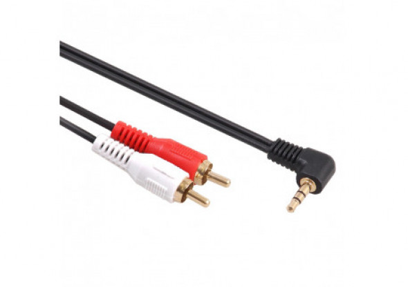 Przewód mini jack 3,5mm kątowy 2RCA 15m czarny MCTV-828