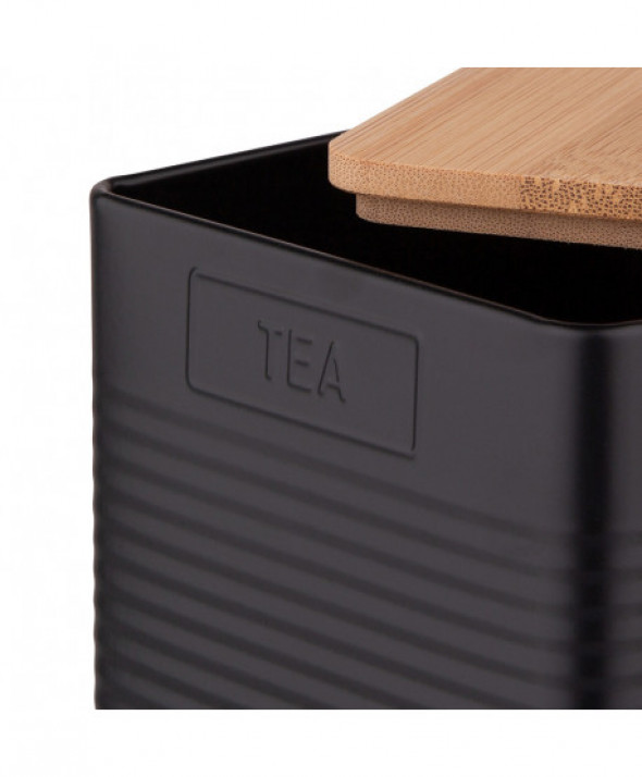 Puszka / pojemnik na herbatę z pokrywą bambusową czarna tea