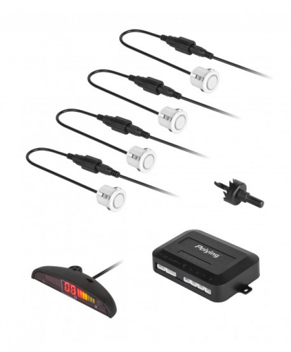 PY0104W Samochodowe czujniki parkowania z wyświetlaczem (tył) białe