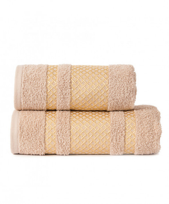 Ręcznik Lionel kolor beżowy ze złotą bordiurą 70x140 cm