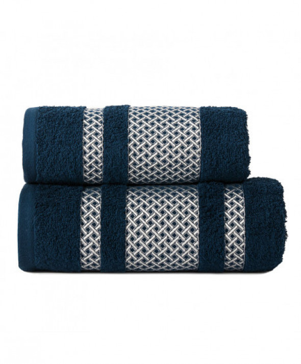 Ręcznik Lionel kolor granatowy ze srebrną bordiurą 70x140 cm