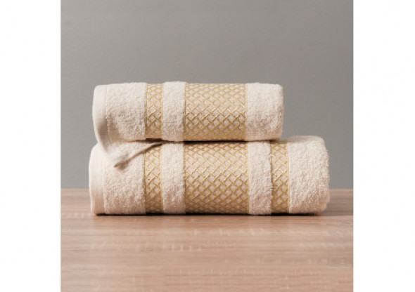 Ręcznik Lionel kolor kremowy ze złotą bordiurą 70x140 cm