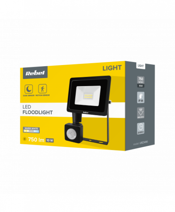 Reflektor LEd Rebel 10W (15x2835 SMD) z sensorem zmierzchu,  3000K, 230V