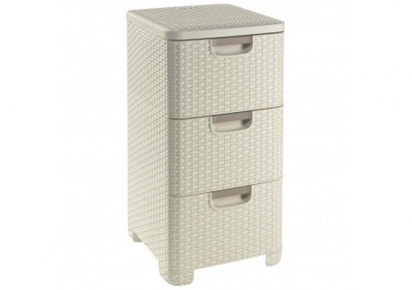 Regał z 3 szufladami Curver Style kremowy